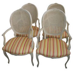 Set of 4 Vintage Cane Back Arm Chairs