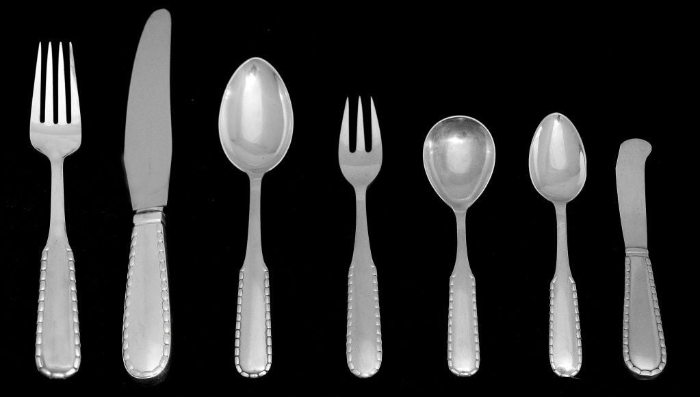 84 piece set of Georg Jensen sterling flatware