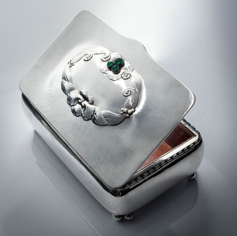 Georg Jensen sterling wood-lined table box