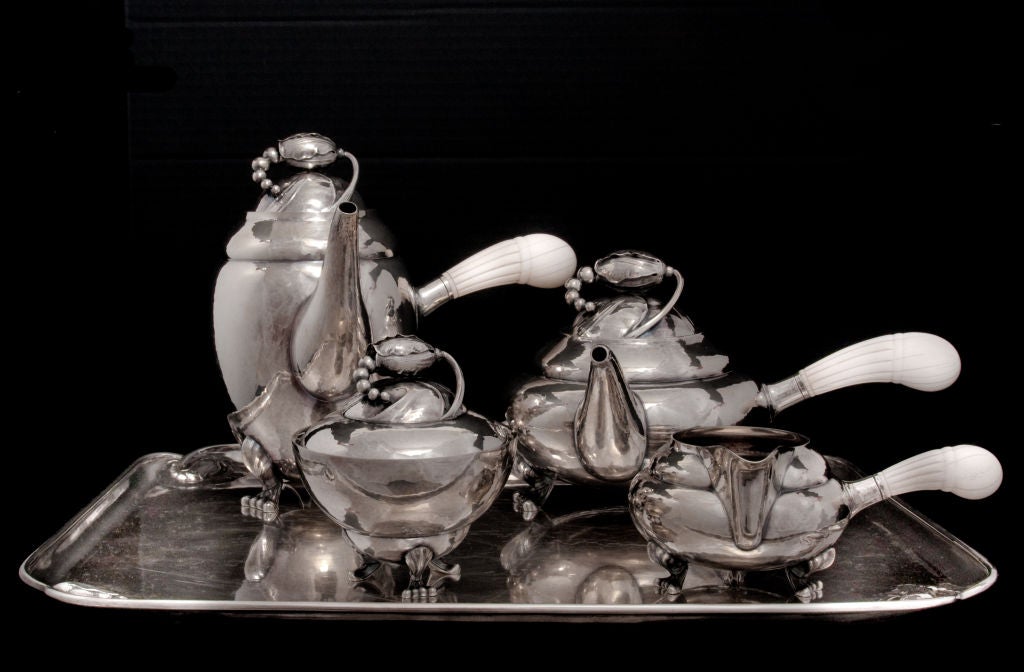 Largest 4 Piece Blossom Tea Set On Rectangular Blossom Tray