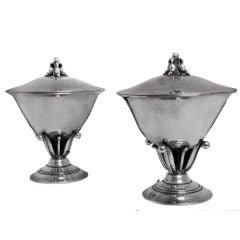 Pair of small lidded Georg Jensen dishes
