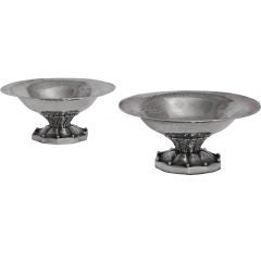 Pair of small Georg Jensen oval footed dishes