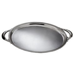 Georg Jensen sterling tray with wood handles
