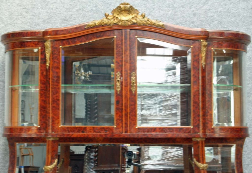 Antique French Louis XVI Marble Burled Walnut Buffet