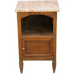 Antique French Art Deco Marble Oak Nightstand Bed Table