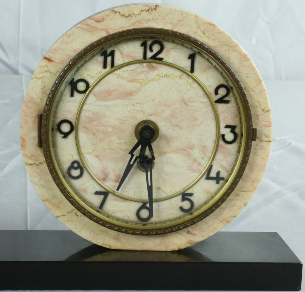 Antique Deco Marble Mantle Mantel Clock Shepherd Dog 6