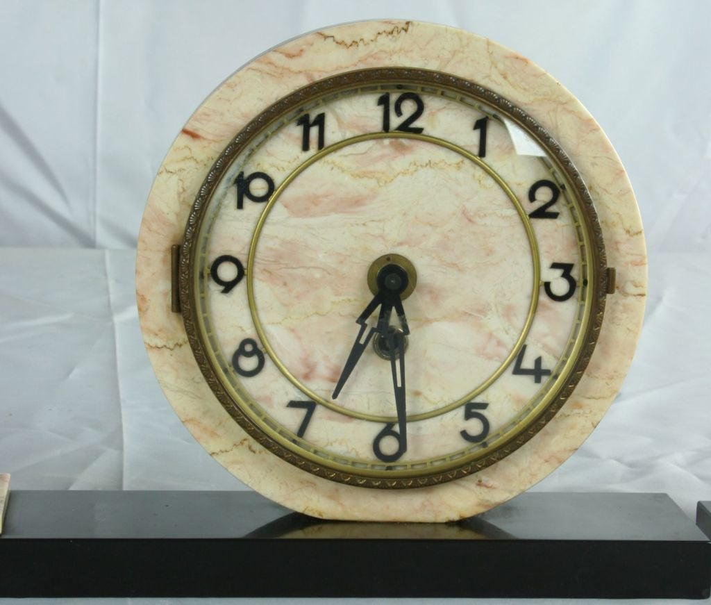 20th Century Antique Deco Marble Mantle Mantel Clock Shepherd Dog