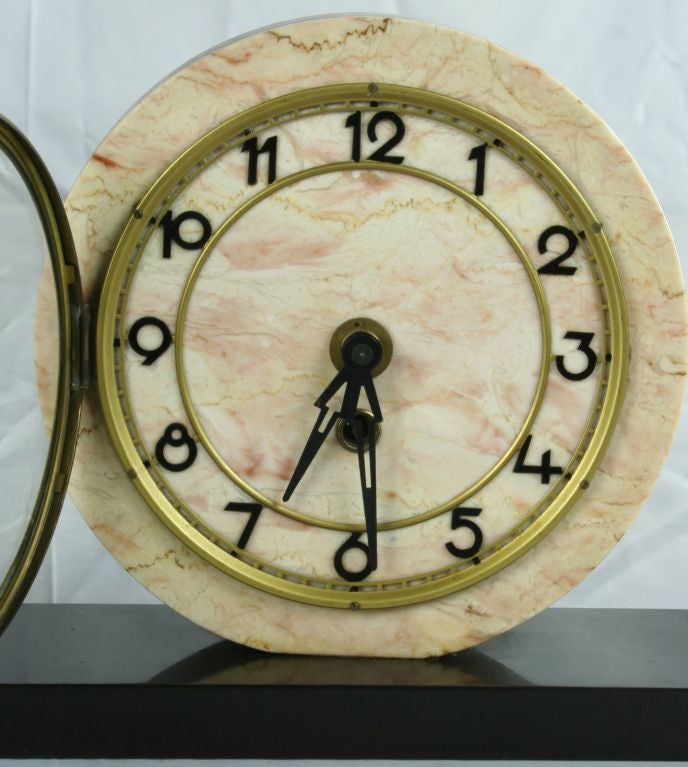 Antique Deco Marble Mantle Mantel Clock Shepherd Dog 3