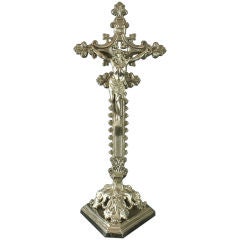 Antique French Ornate Rococo Standing Crucifix Cross
