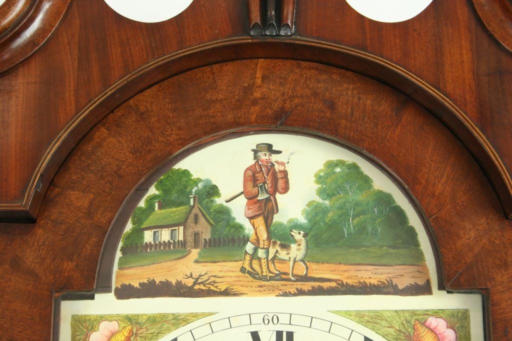 19th Century Antique Victorian Grandfather Clock Woodcutter Mahogany
