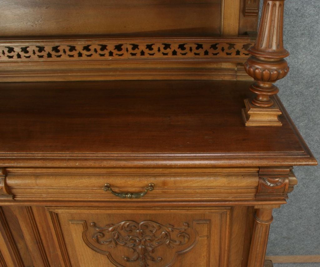 Antique French Renaissance Carved Walnut Buffet For Sale 7