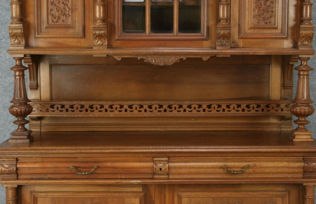Antique French Renaissance Carved Walnut Buffet For Sale 5