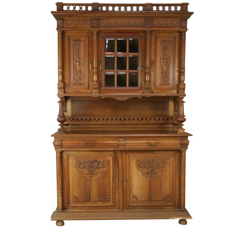 Antique French Renaissance Carved Walnut Buffet For Sale