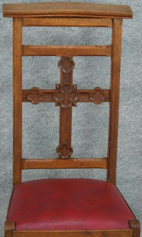 Vintage French Gothic Prie Dieu Prayer Chair Kneeler For Sale 3