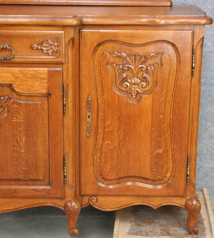 Oak Vintage French Country Louis XV Sideboard Server Buffet
