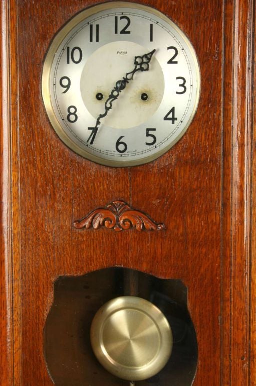 Glass Vintage English Art Deco Wall Clock Regulator Enfield For Sale