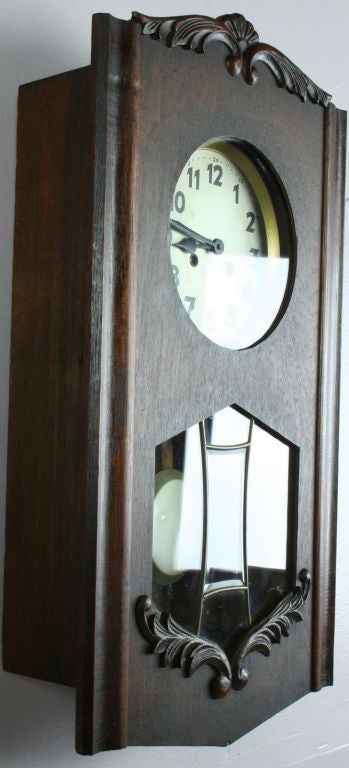 Vintage German Art Deco Regulator Wall Clock For Sale 6