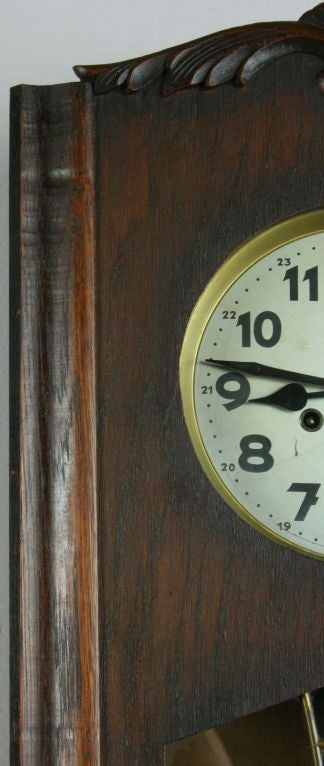 Oak Vintage German Art Deco Regulator Wall Clock For Sale