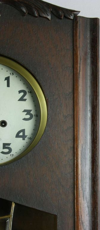 Vintage German Art Deco Regulator Wall Clock For Sale 1