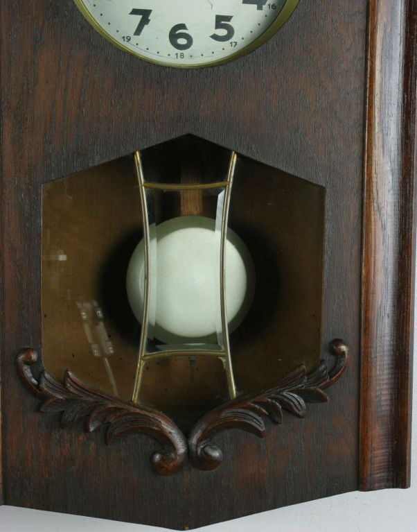 Vintage German Art Deco Regulator Wall Clock For Sale 3