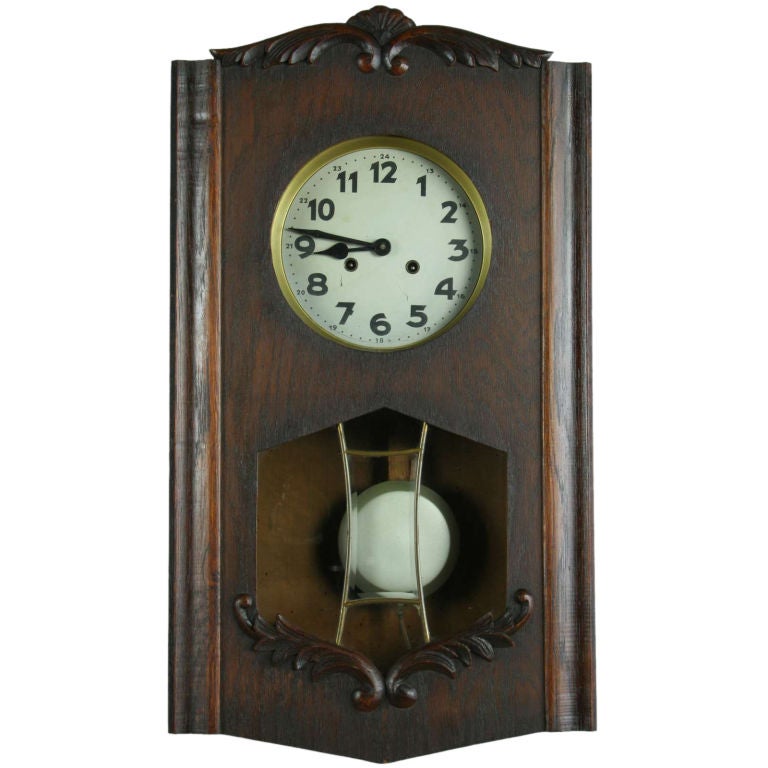 Vintage German Art Deco Regulator Wall Clock For Sale