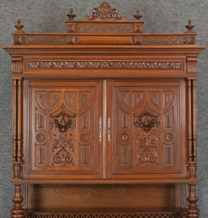 20th Century Antique Carved French Henry II Renaissance Buffet Hutch For Sale