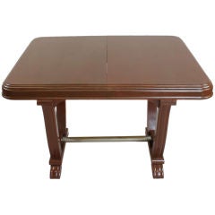 Vintage French Art Deco Oak Dining Table with Leaves
