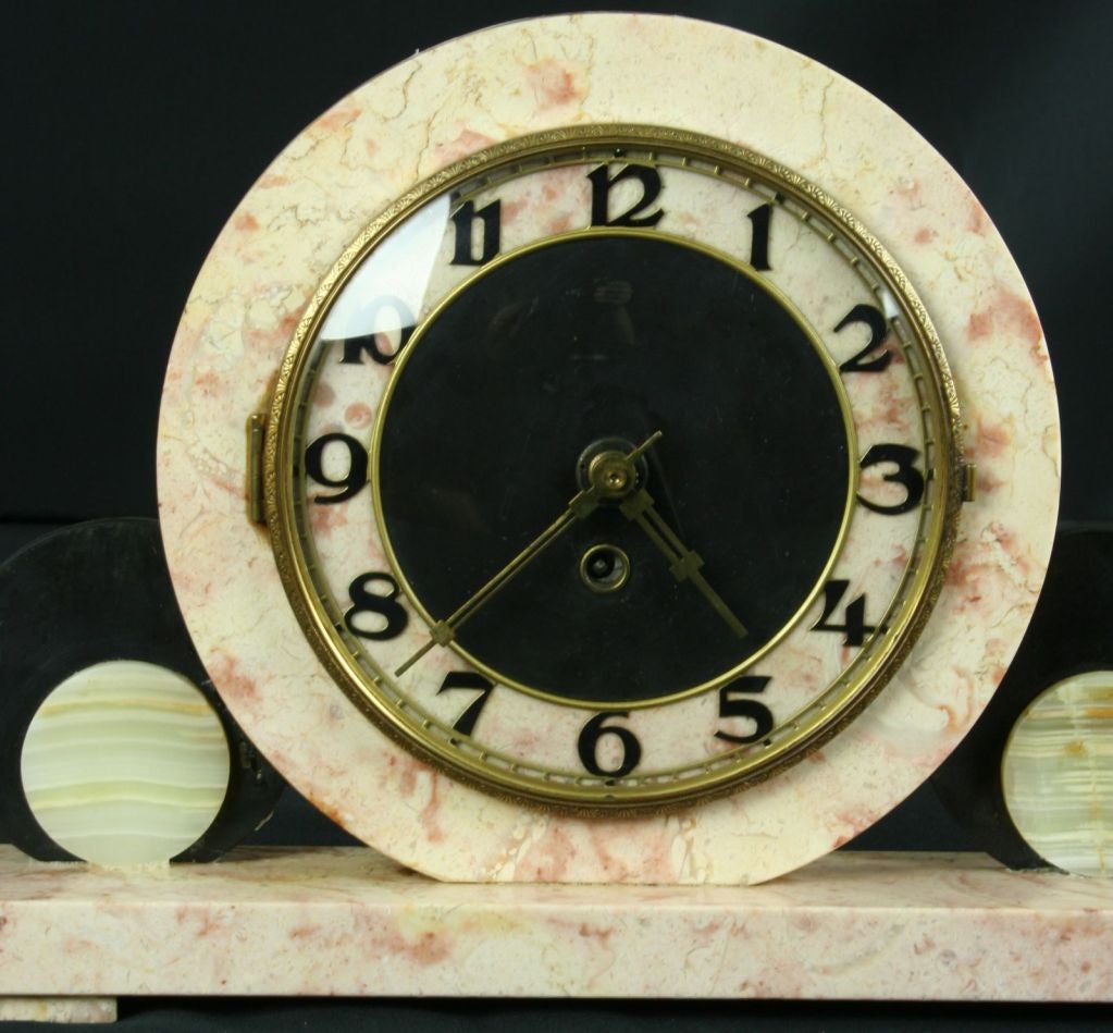 Antique French Art Deco Marble Mantle Mantel Clock Bird 7