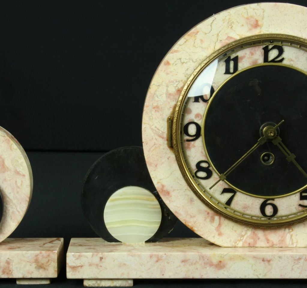 20th Century Antique French Art Deco Marble Mantle Mantel Clock Bird