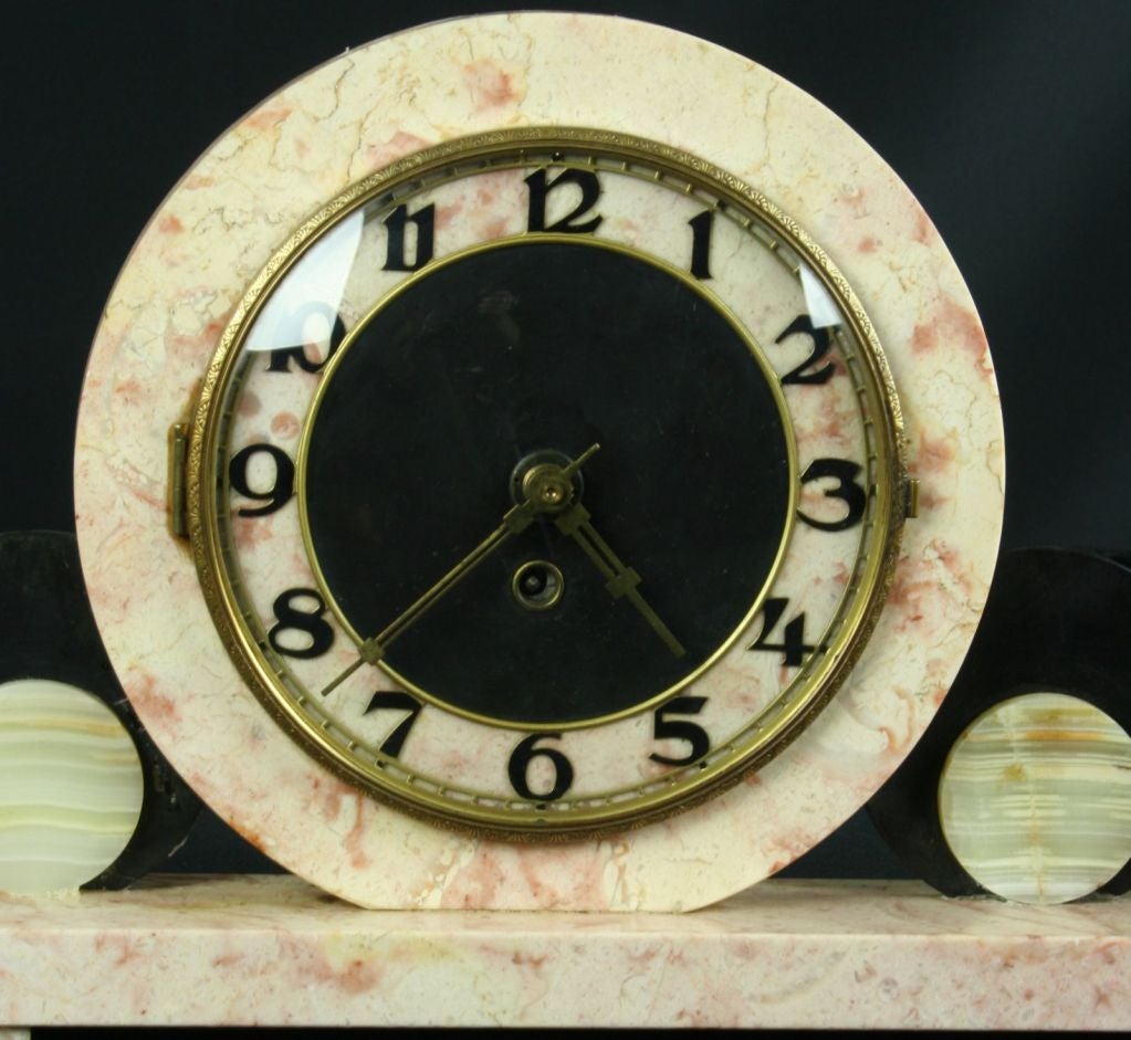 Antique French Art Deco Marble Mantle Mantel Clock Bird 1