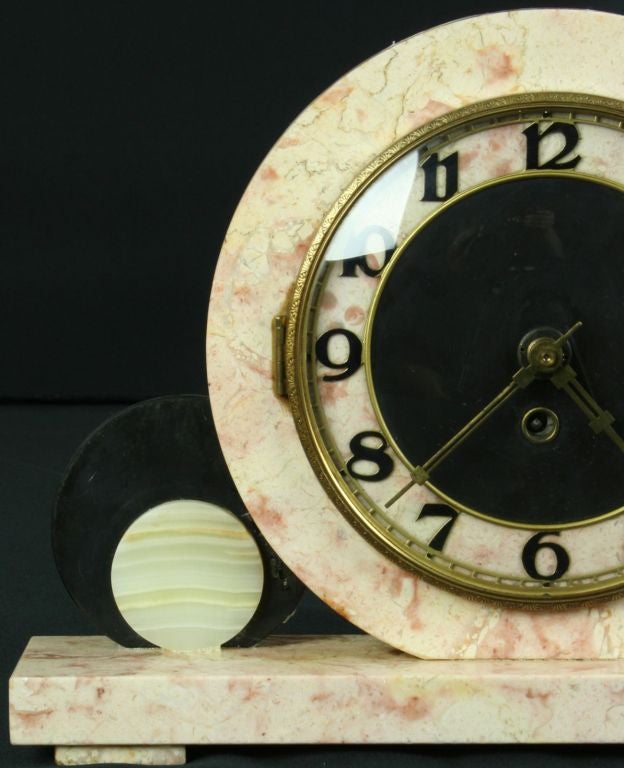 Antique French Art Deco Marble Mantle Mantel Clock Bird 6