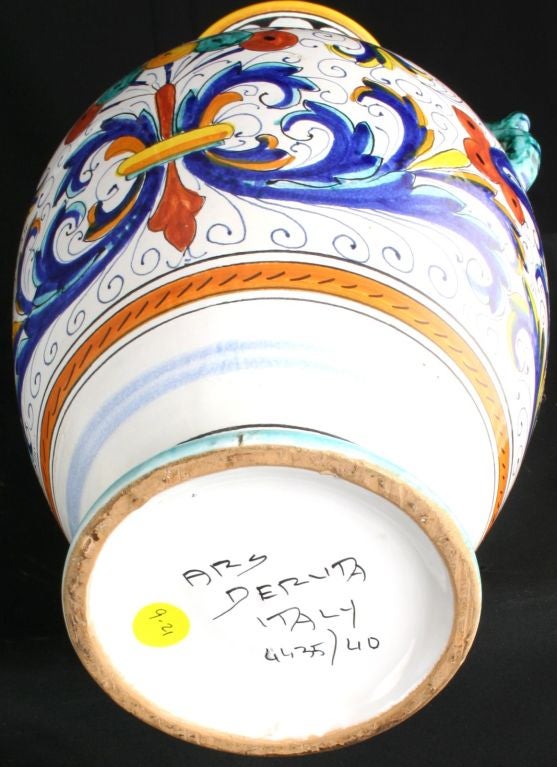 Italian Hand-Painted Majolica Ricco Deruta Vase ARS 1
