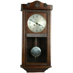 Vintage German Art Deco Regulator Wall Clock Oak