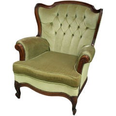 Large Vintage French Country Louis XV Wing Armchair