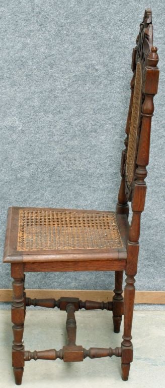 19th Century Antique French Set 6 Oak Hunting Chairs Griffins