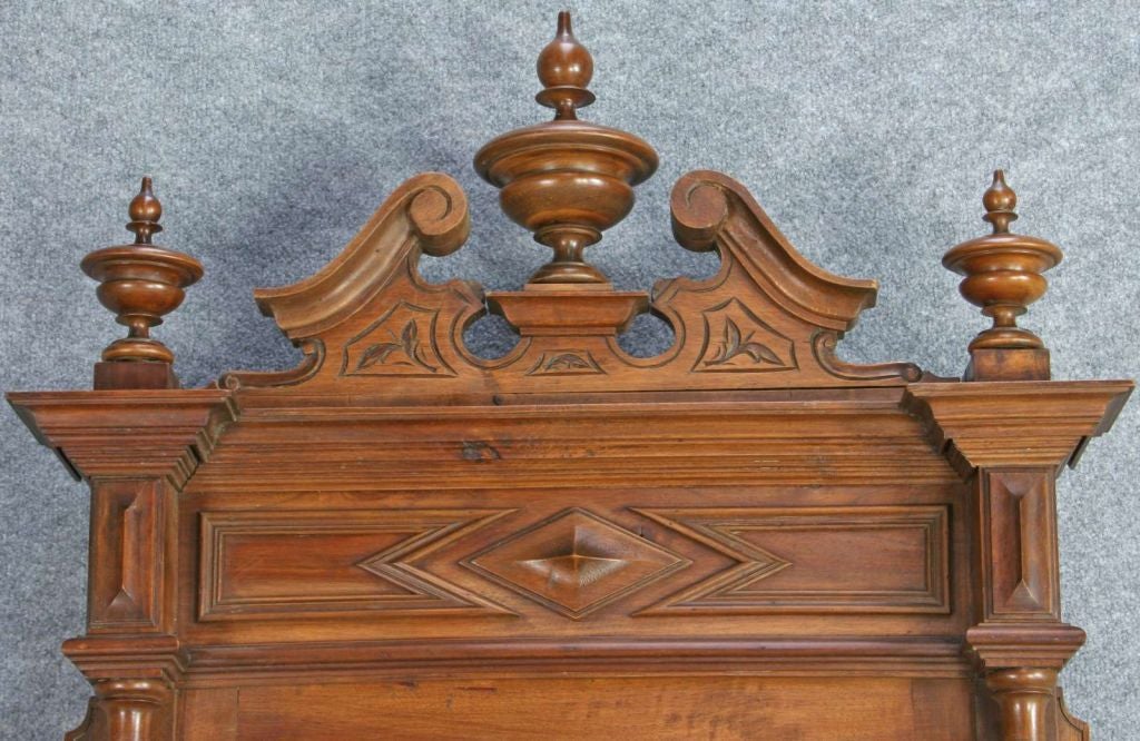 Antique French Walnut Marble Hunting Vanity Dresser For Sale 1