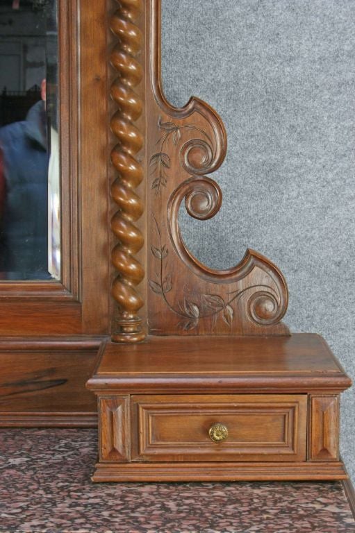 Antique French Walnut Marble Hunting Vanity Dresser For Sale 5