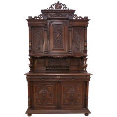 Antique French Henry II Carved Walnut Buffet Sideboard