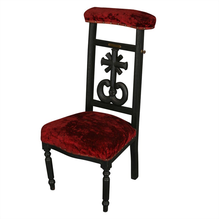 Antique Prie Dieu Prayer Chair Kneeler Cross Petitjean For Sale