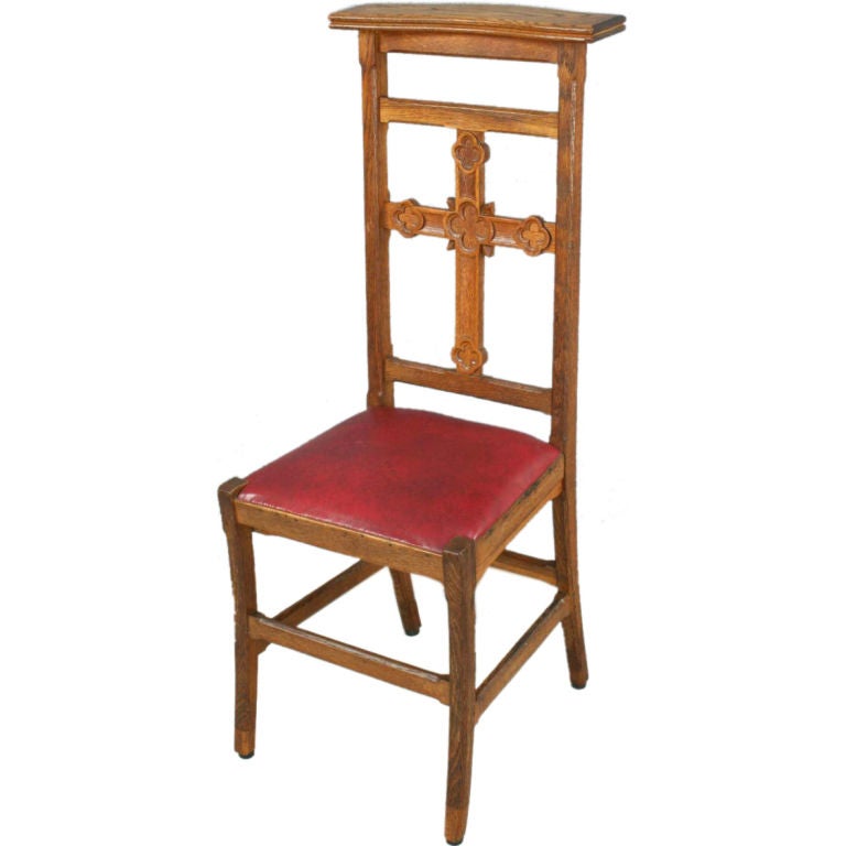 Vintage French Gothic Prie Dieu Prayer Chair Kneeler For Sale