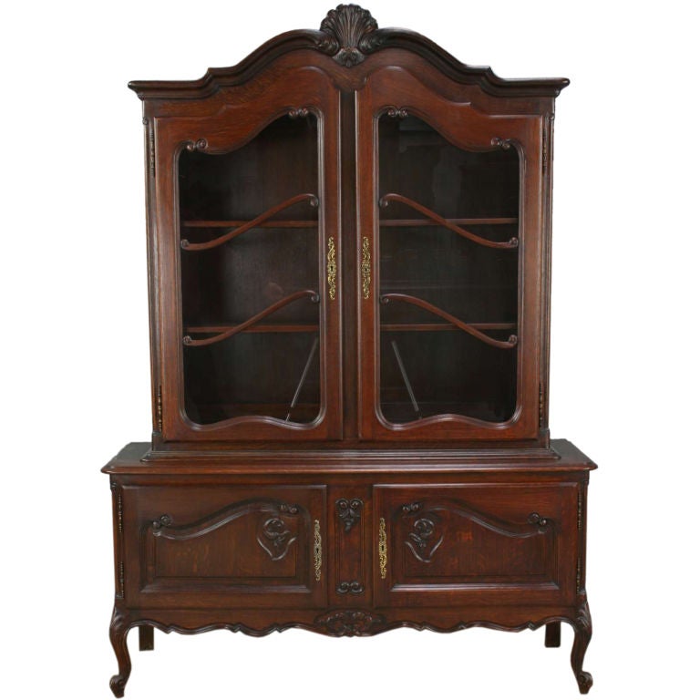 Vintage French Country Louis XV China Display Cabinet at 1stDibs