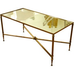 Solid Brass Jansen Coffee Table with Mirrored Top