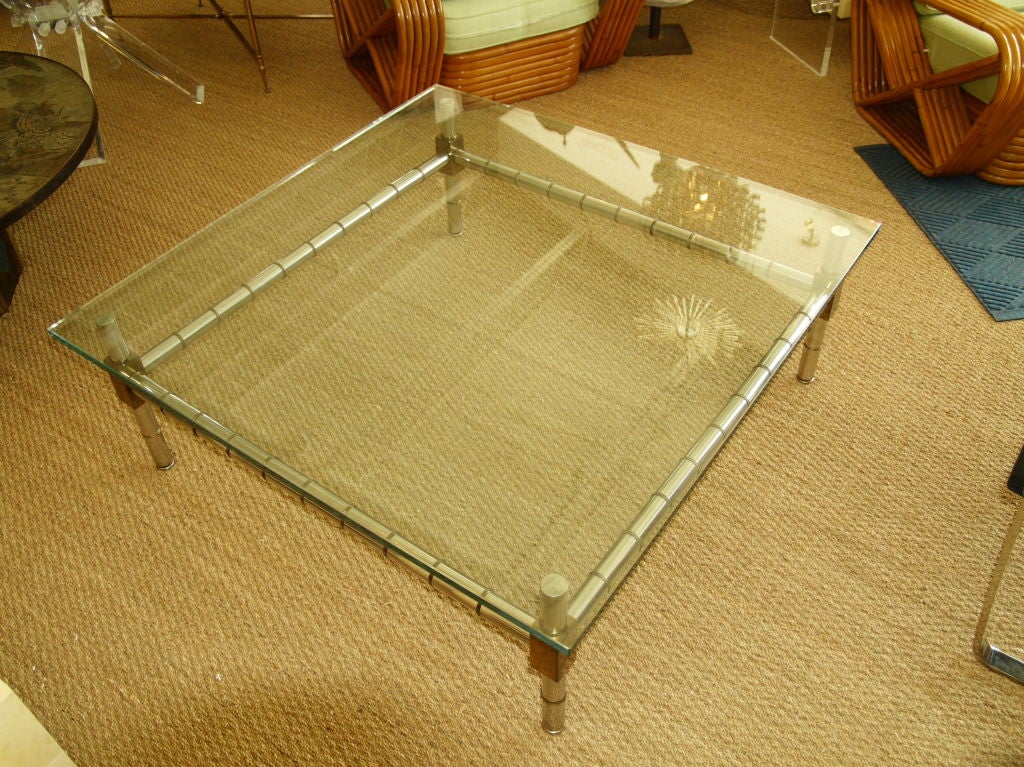 Hollywood Regency Oversized Faux Bamboo Coffee Table In Good Condition For Sale In Miami, FL