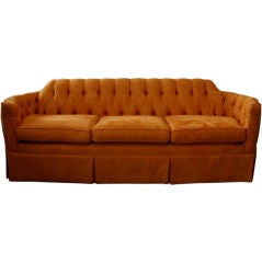 Hollywood Regency Tuffted Orange Ultra Seud Sofa