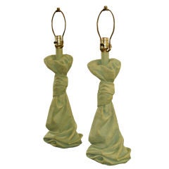 Pair Knotted & Drapped Detailed Plaster Lamps