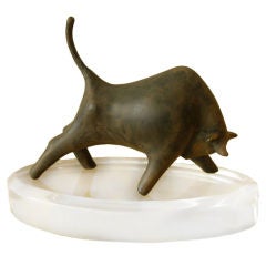 Used Petite Sculptural Hand Molded Bull done in Ceramic