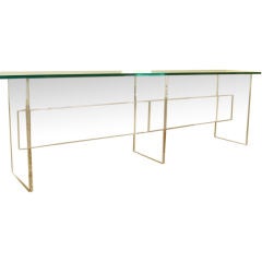 Exceptional Extra Long Low Console in Lucite w/Glass Top