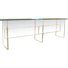 Exceptional Extra Long Low Console in Lucite w/Glass Top