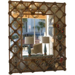 Antique Beautiful 1920's Venitian Mirror with Details by Seguso