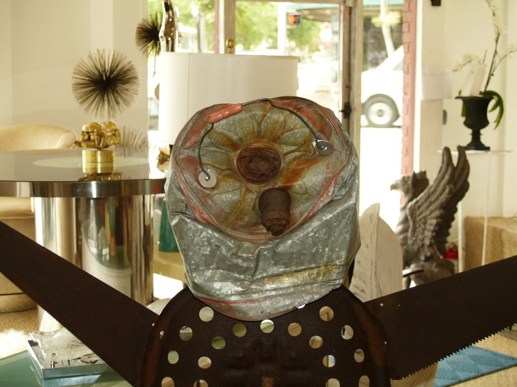 Metal Folk Art Magnificent Oxidized Iron Man Sculpture For Sale